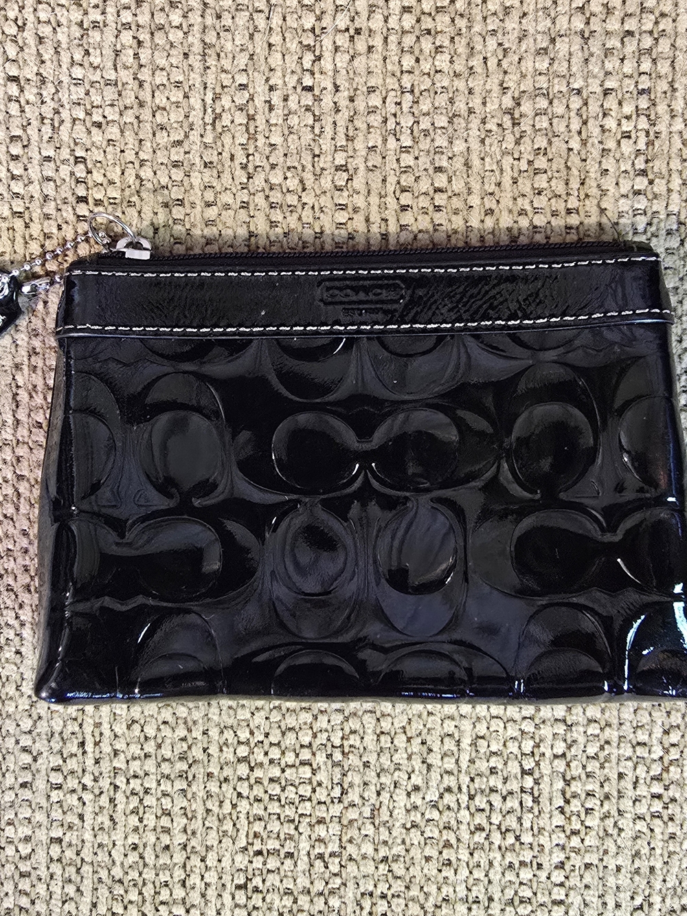 Coach Black Patent Signature Wristlet